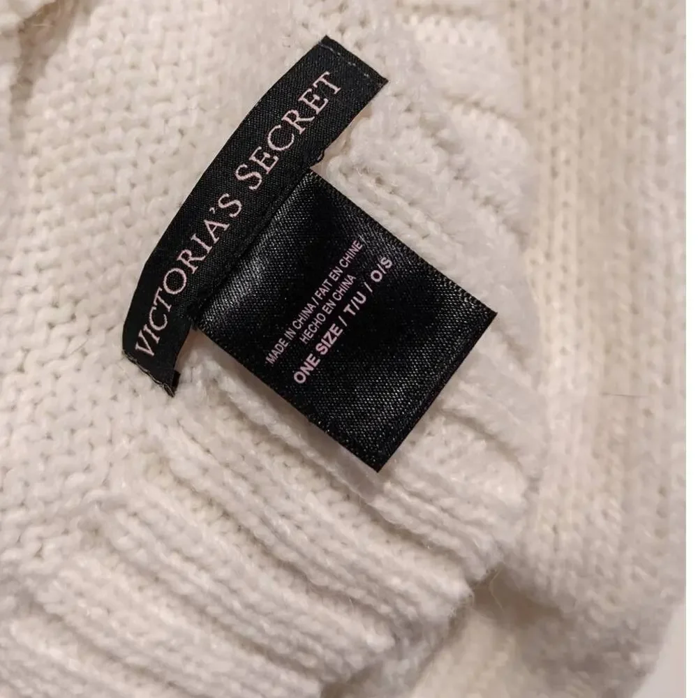 Victoria's Secret Knit Scarf Neck Warmer White‎ Rhinestones Preppy Girlie Ski